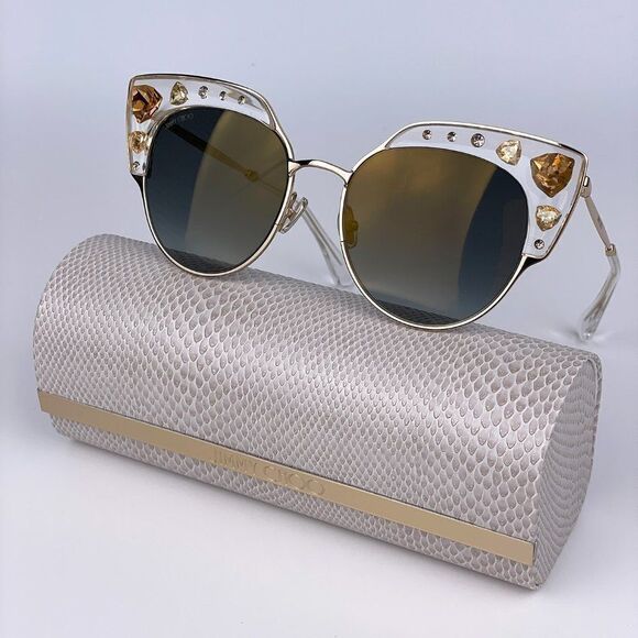NEW Jimmy Choo AUDREY/S REJ Gray Gold Mirrored Women Sunglasses